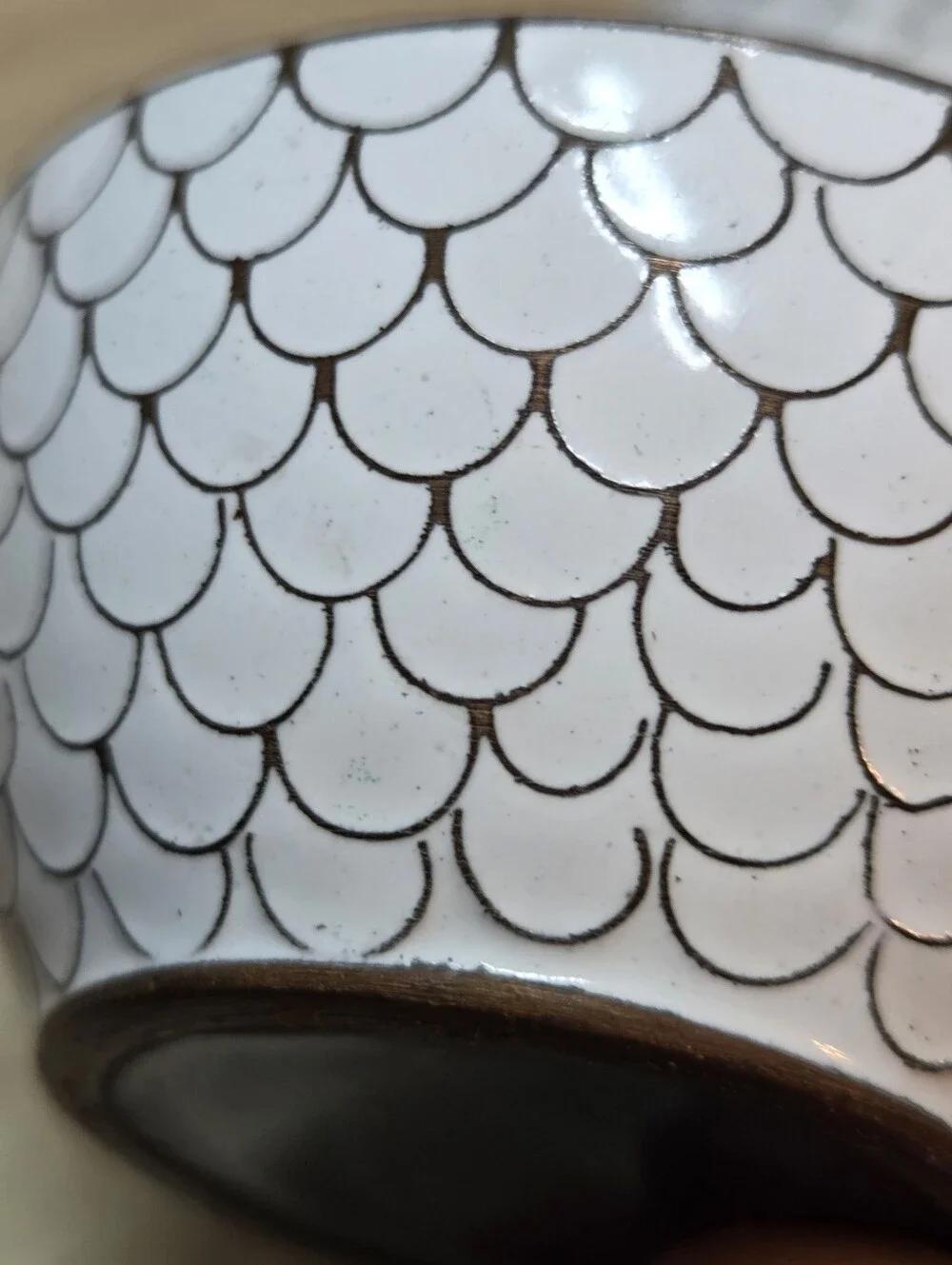 Pottery Barn White Owl Decorative Trinket Box Blue Enamel Interior Metal Cloison